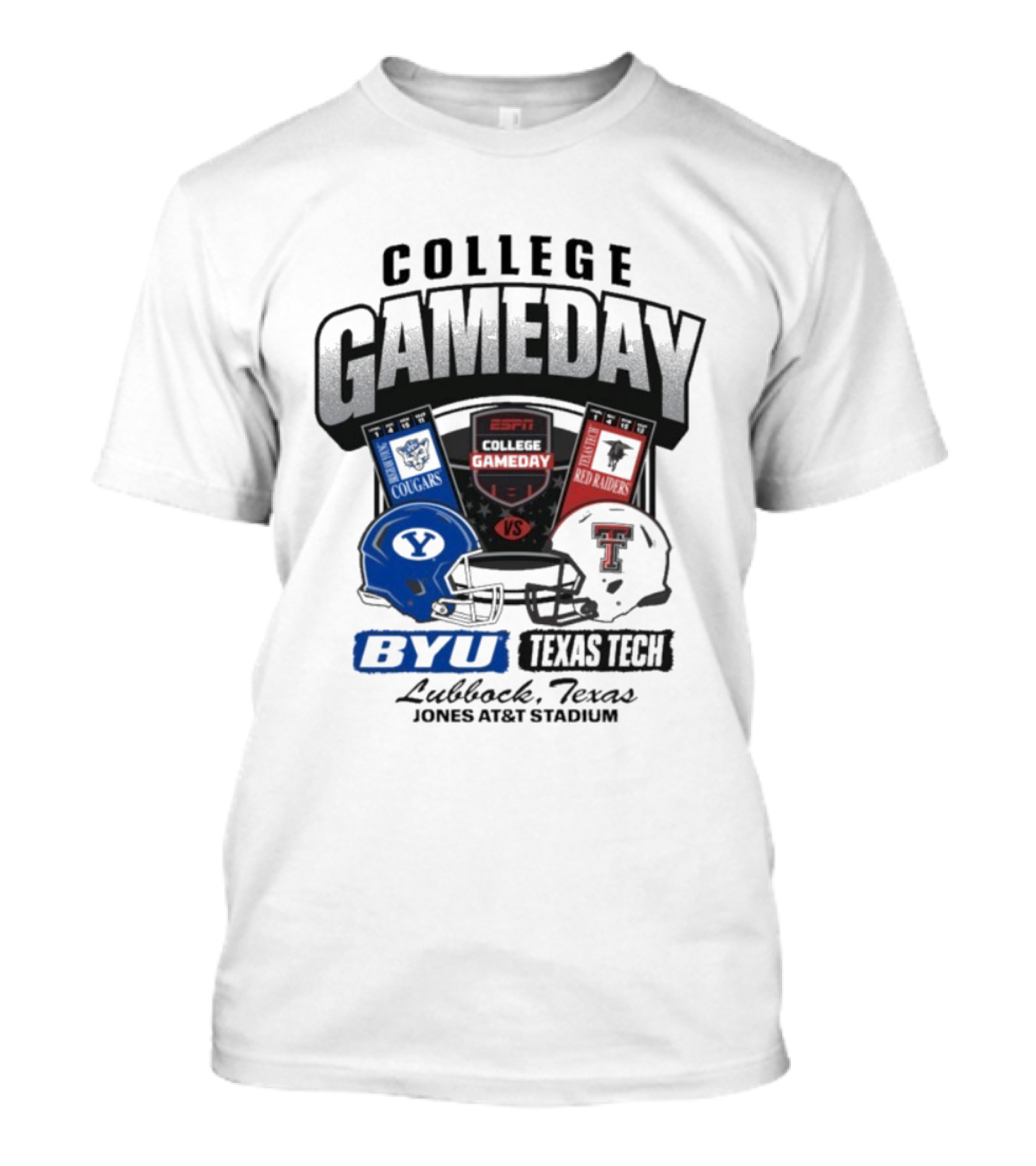 BYU Cougars Vs Texas Tech Red Raiders College Gameday ESPN Jones AT&T Stadium Lubbock Texas T-Shirt