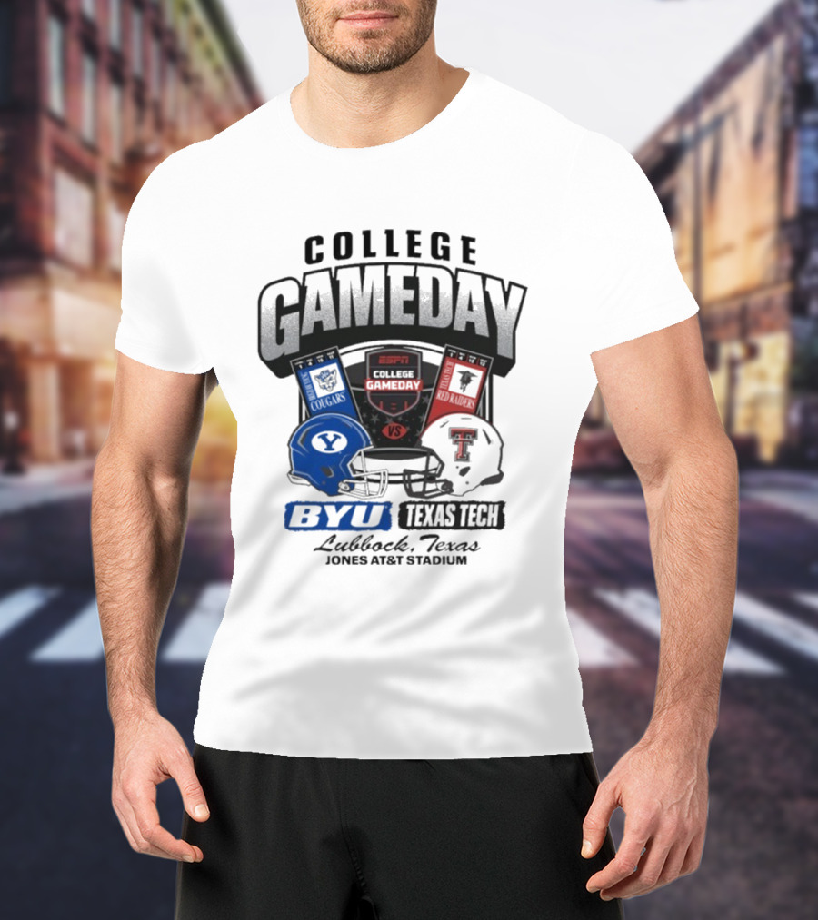 BYU Cougars Vs Texas Tech Red Raiders College Gameday ESPN Jones AT&T Stadium Lubbock Texas T-Shirt