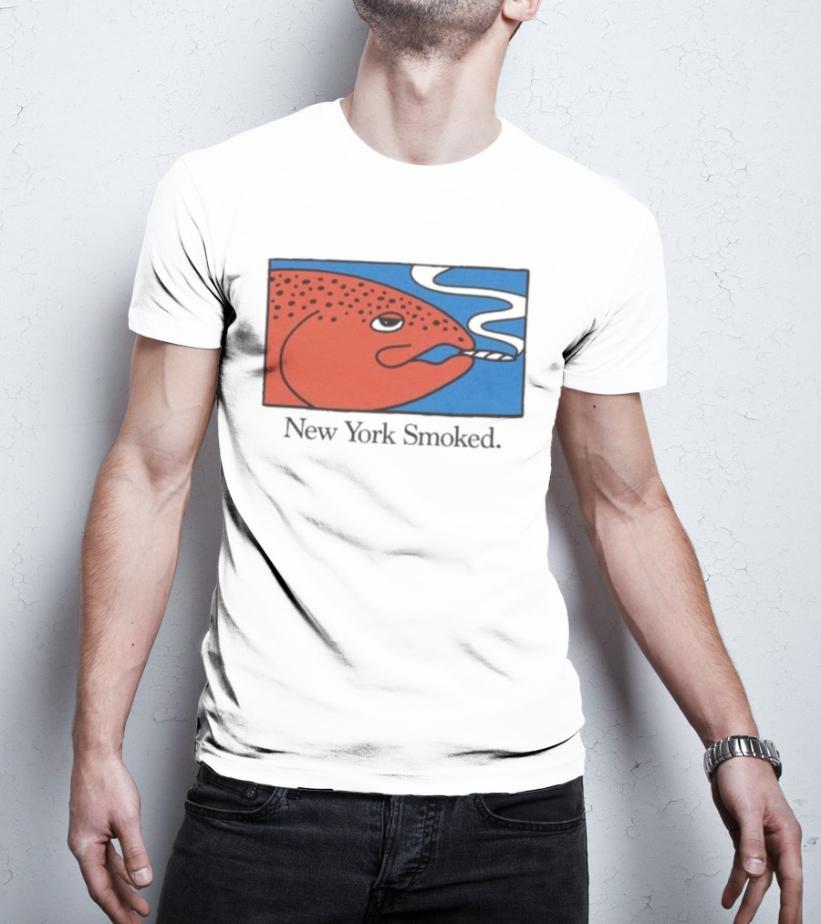 New York Smoked Fish OnlyNY Salmon Illustration Blue Background T-Shirt