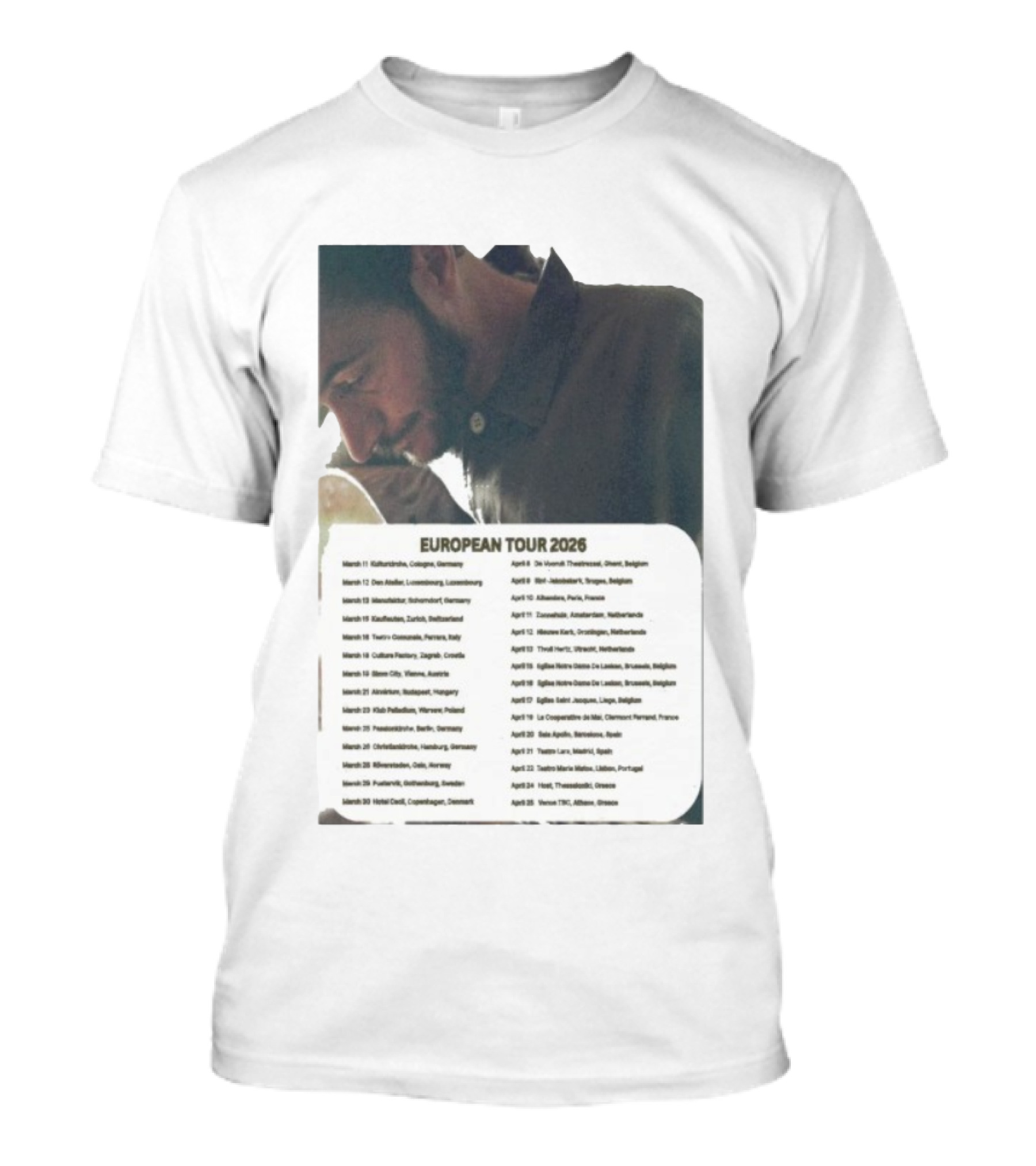 Tom Smith European Tour 2026 Cologne To Athens Concert Dates T-Shirt