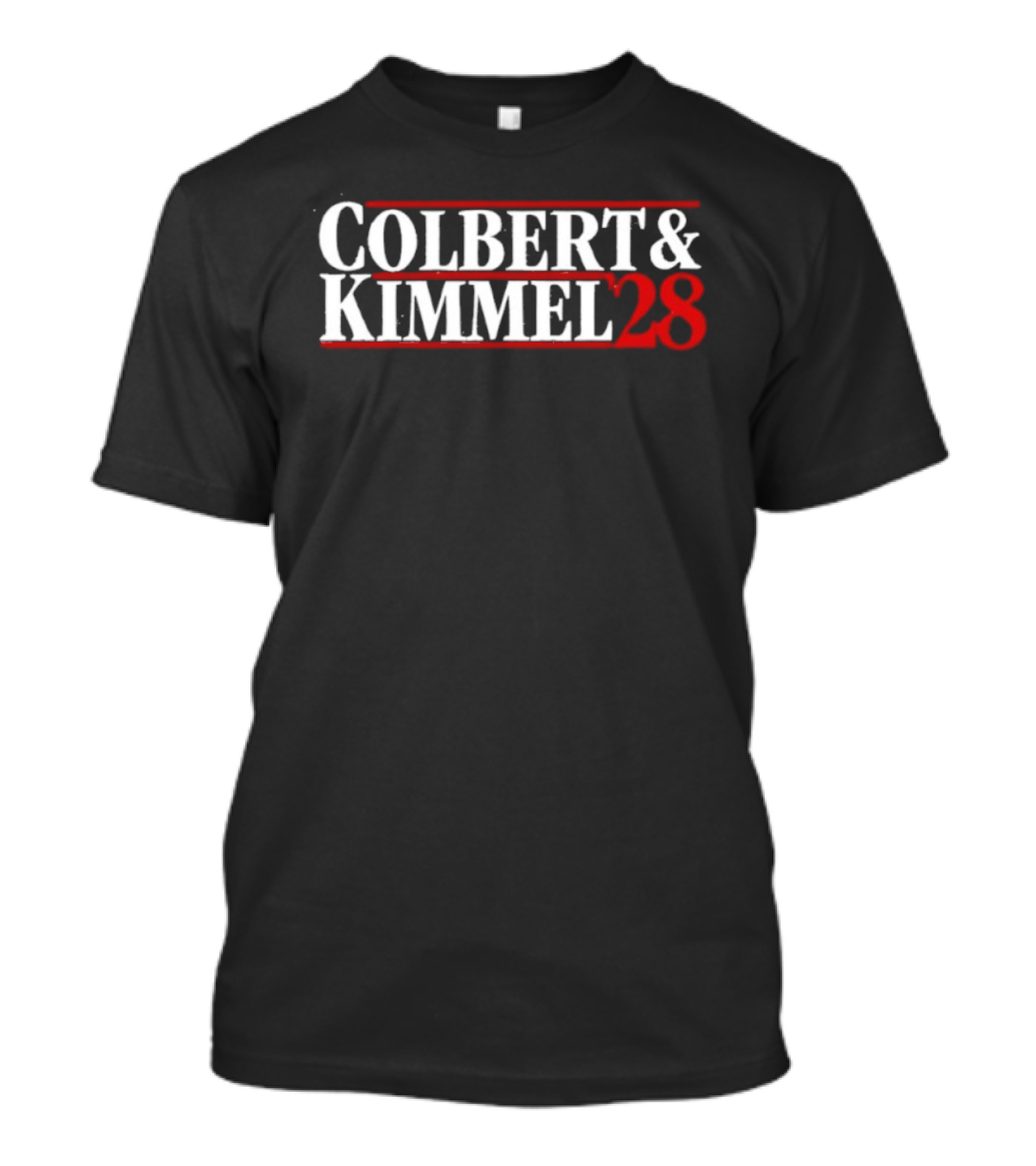 Colbert & Kimmel ’28 Red White Bold Lettering T-Shirt
