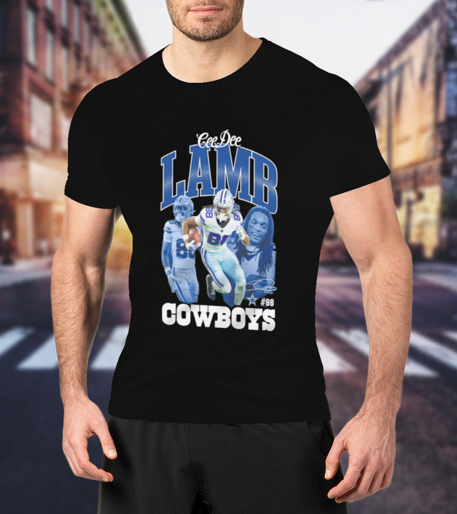 CeeDee Lamb Dallas Cowboys 88 NFL Outerstuff Triple Photo Style T-Shirt