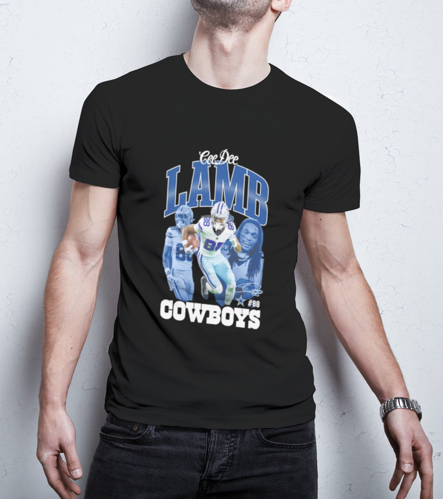 CeeDee Lamb Dallas Cowboys 88 NFL Outerstuff Triple Photo Style T-Shirt