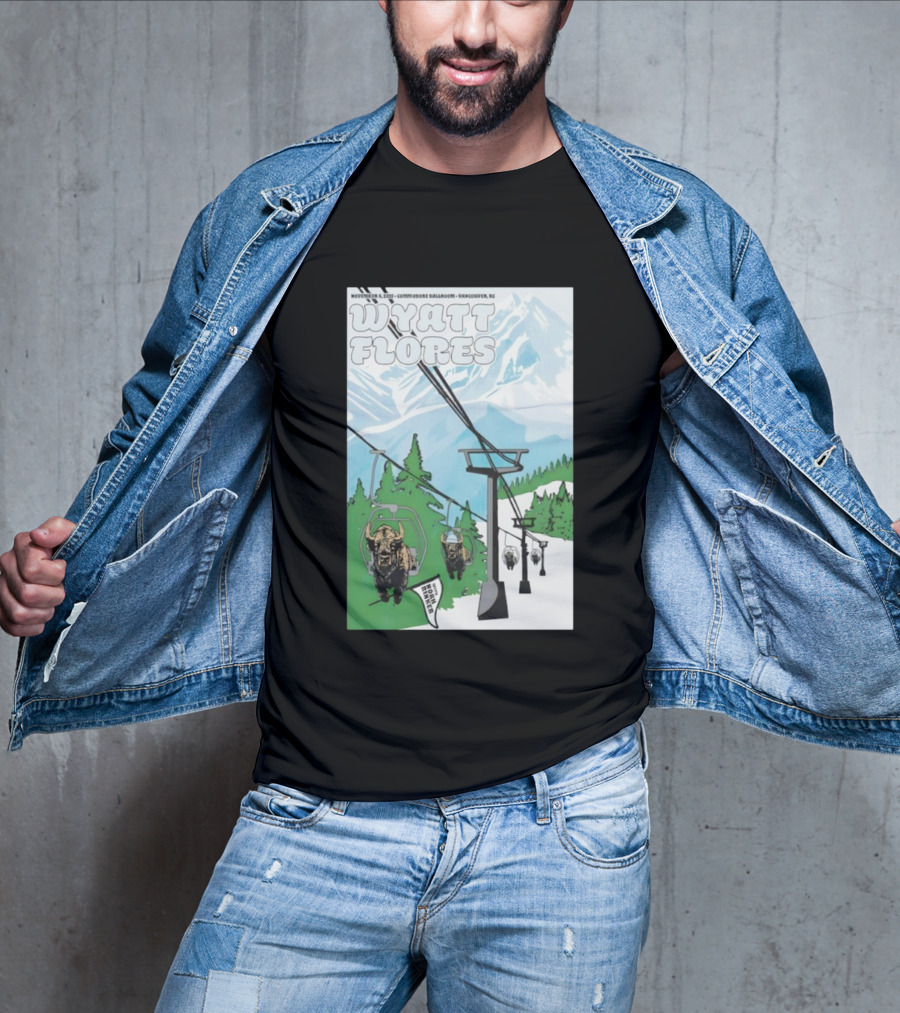 Wyatt Flores Nov 8 2025 Commodore Ballroom Vancouver BC Ski Lift Buffalo Artwork T-Shirt