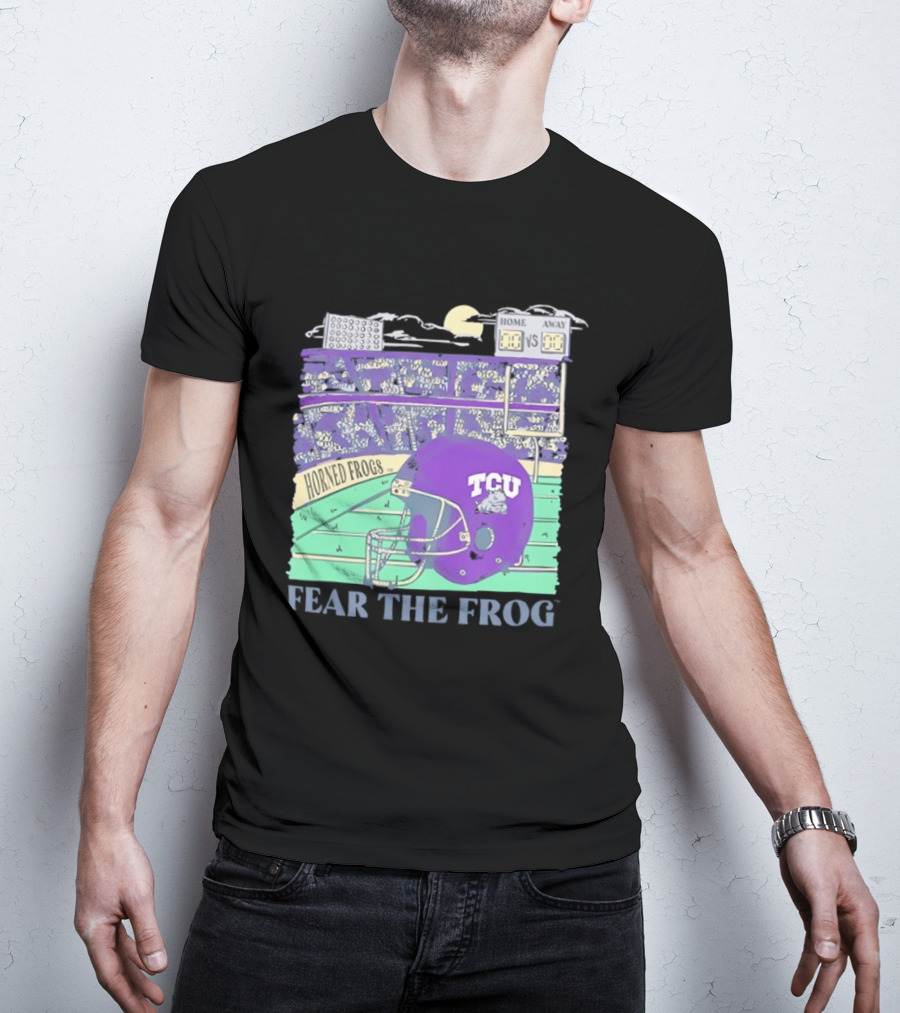 TCU Horned Frogs Football Fear The Frog Helmet Stadium Scene T-Shirt