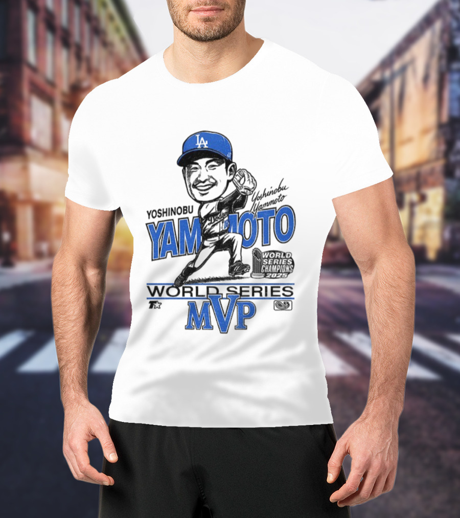 Yoshinobu Yamamoto Los Angeles Dodgers World Series MVP 2025 Baseball Caricature T-Shirt