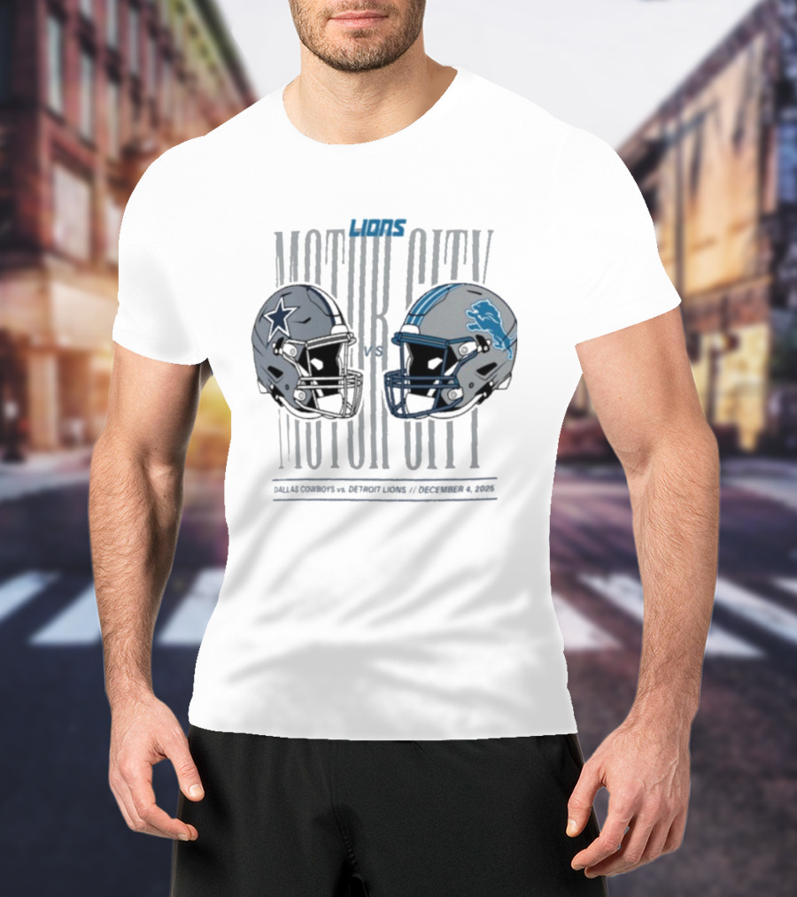 Dallas Cowboys Detroit Lions Motor City December 4 2025 Helmets Showdown T-Shirt