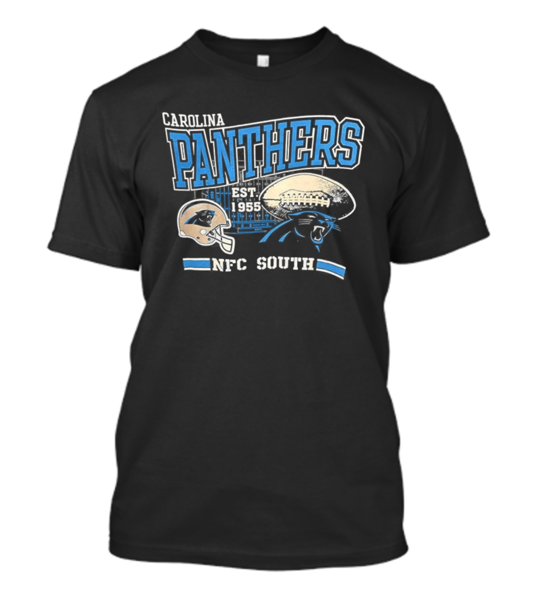 Carolina Panthers Est 1955 NFC South Helmet And Panther Graphic T-Shirt