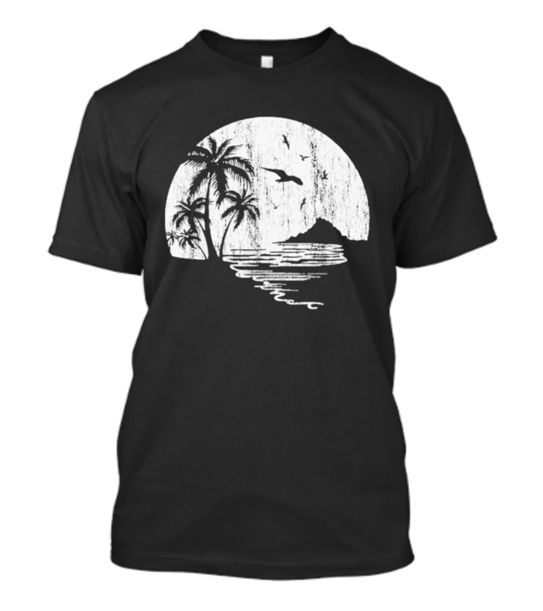 High Potential Morgan Moon Beach Palm Tree Coastal Sunset Scene Silhouette T-Shirt