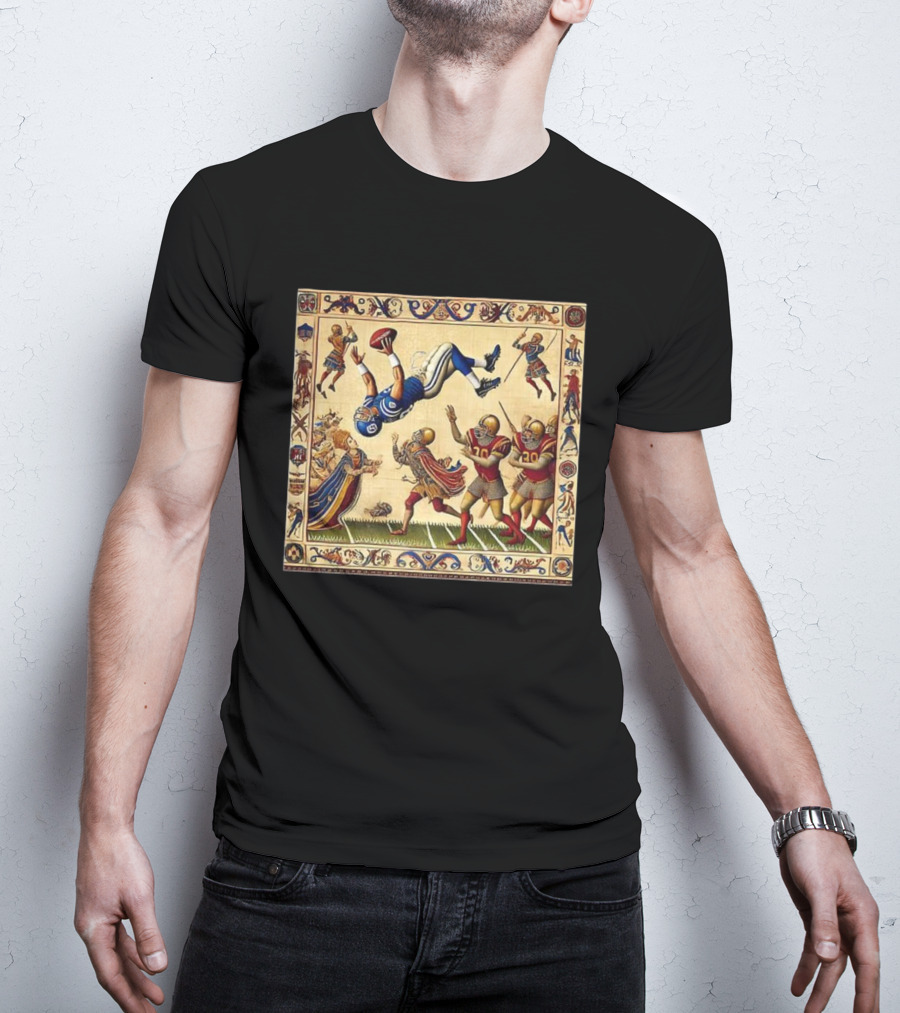 Detroit Lions Vs Washington Commanders 2025 NFL Bayeux Tapestry Style T-Shirt