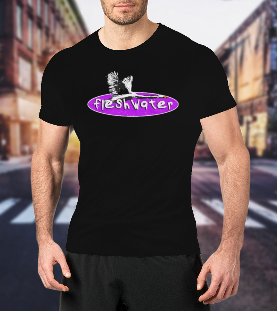Fleshwater Swan Purple Oval Graphic T-Shirt