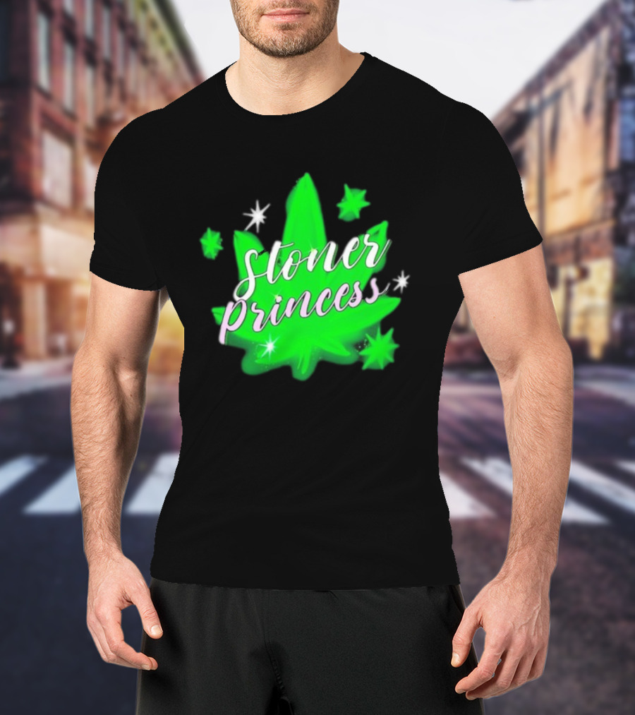 Stoner Princess Cannabis Leaf Royalty Stars T-Shirt