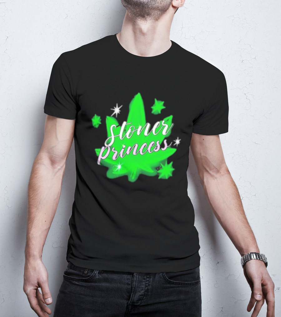 Stoner Princess Cannabis Leaf Royalty Stars T-Shirt