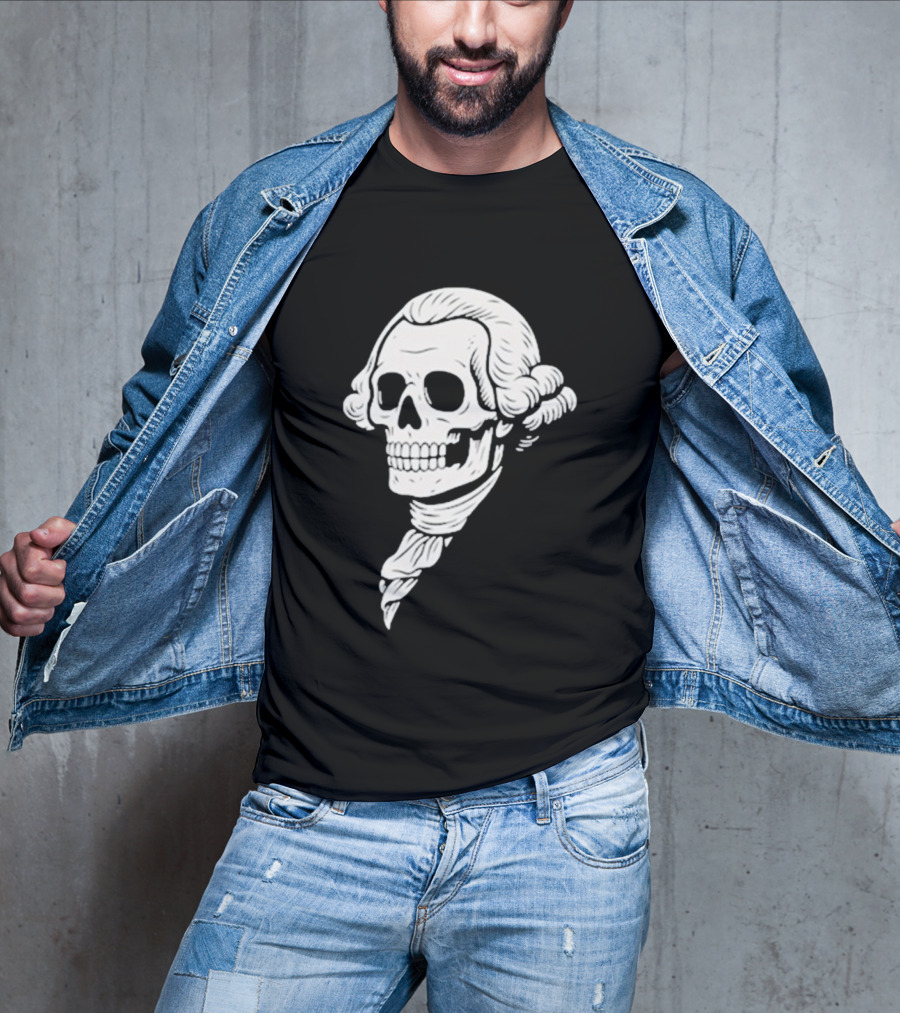 Poor Richard Monogram Skull Wig Icon T-Shirt