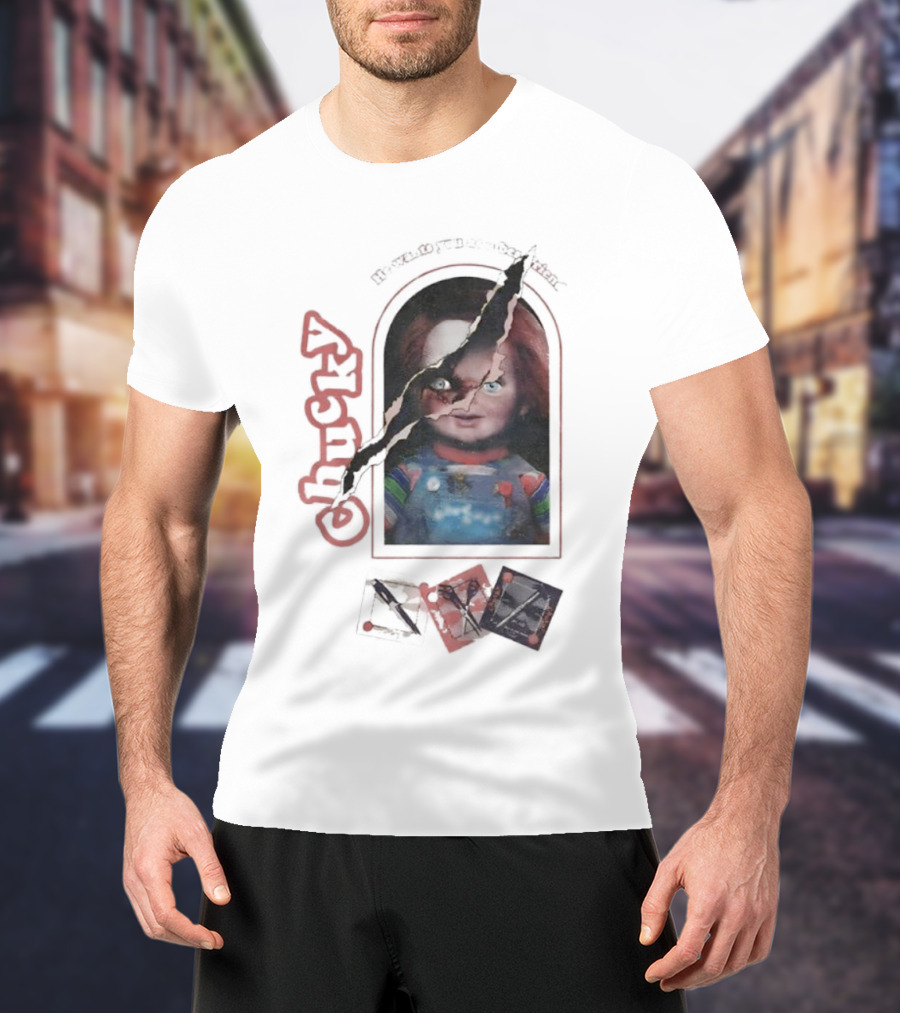 Chucky Let's Be Friends He Wants You As A Bestfriend Creepy Doll Horror T-Shirt