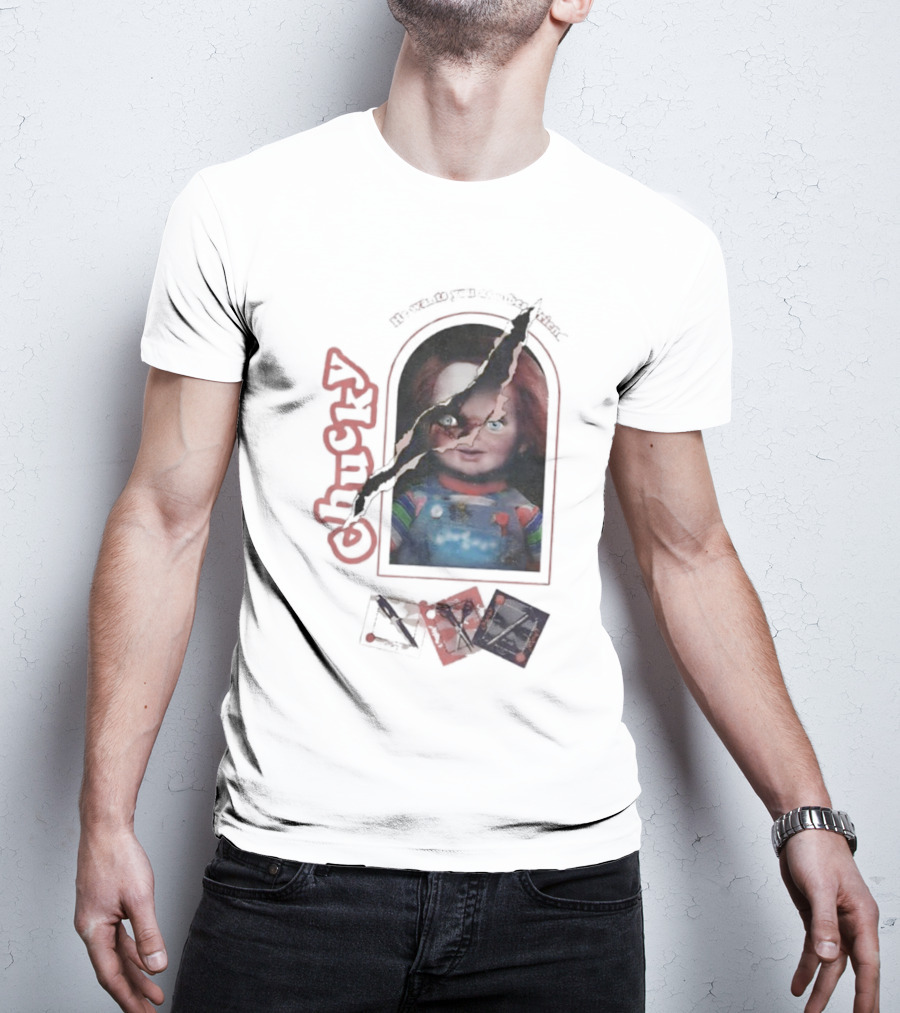 Chucky Let's Be Friends He Wants You As A Bestfriend Creepy Doll Horror T-Shirt