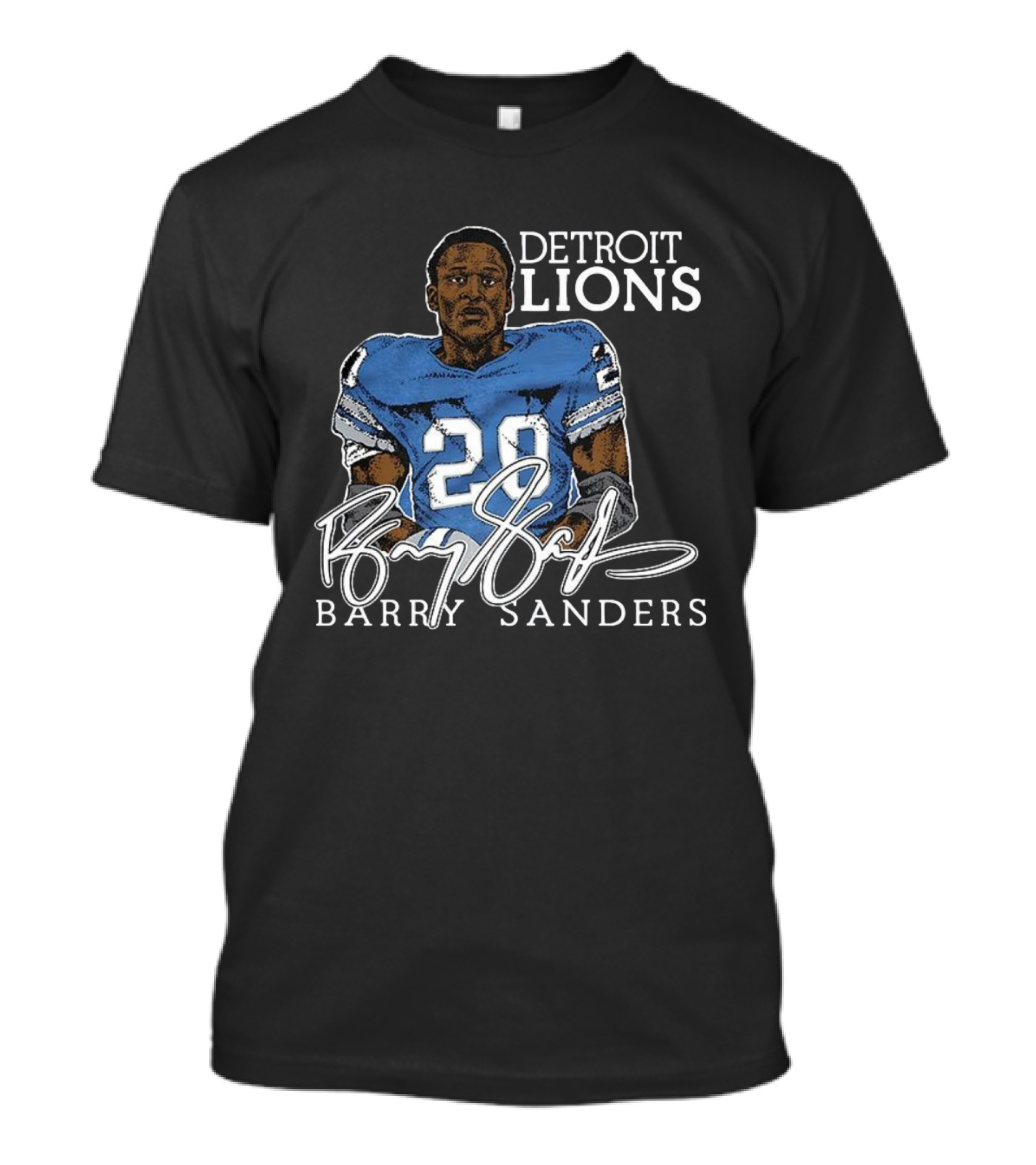 Detroit Lions Barry Sanders 20 Retired Player Classic Signature T-Shirt