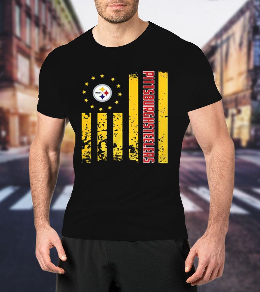 Pittsburgh Steelers American Flag NFL Steelmark Stars Stripes T-Shirt