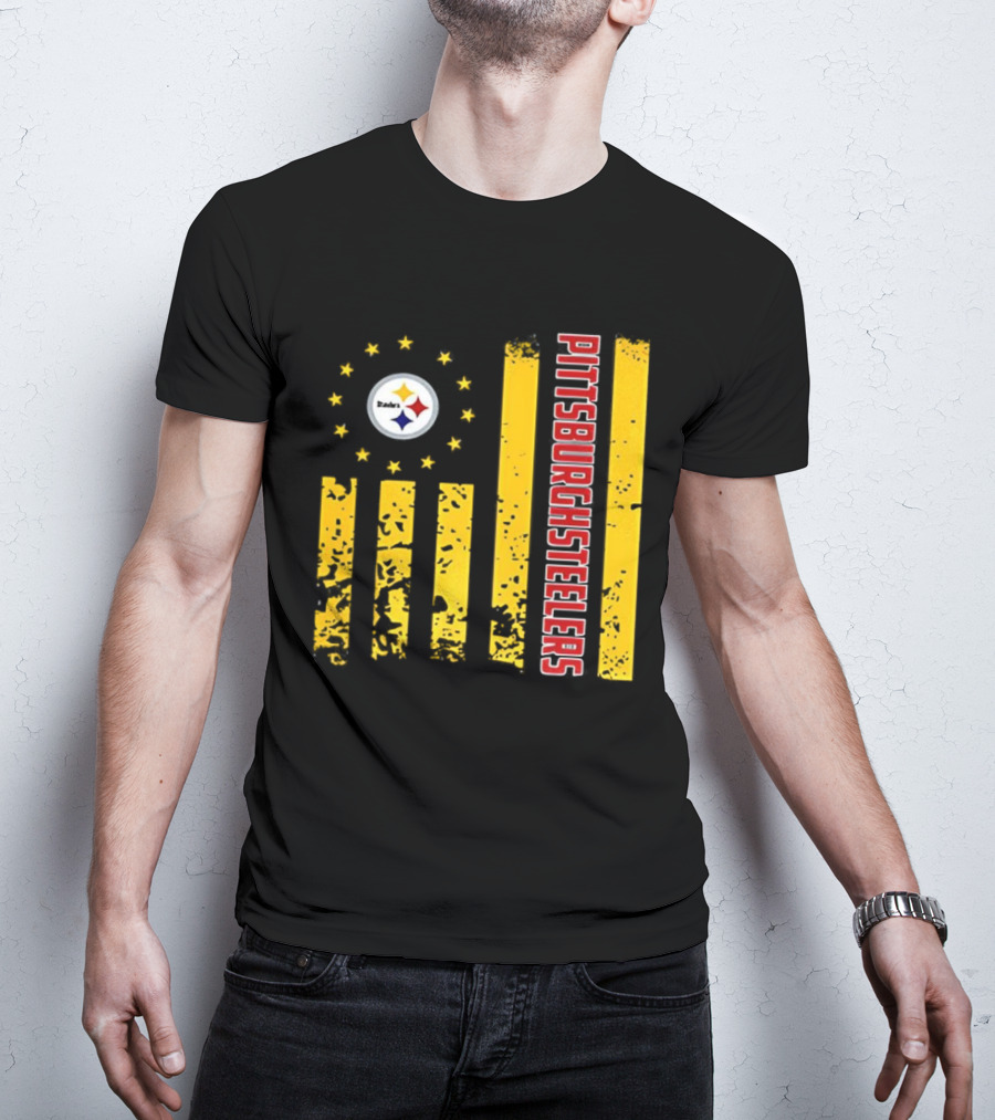 Pittsburgh Steelers American Flag NFL Steelmark Stars Stripes T-Shirt