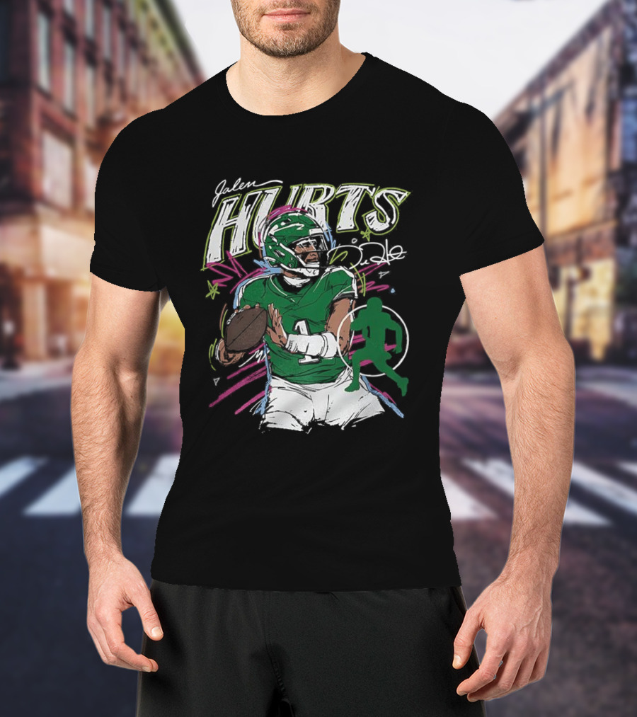 Jalen Hurts Philadelphia Eagles Football Scribble Signature Art Style T-Shirt