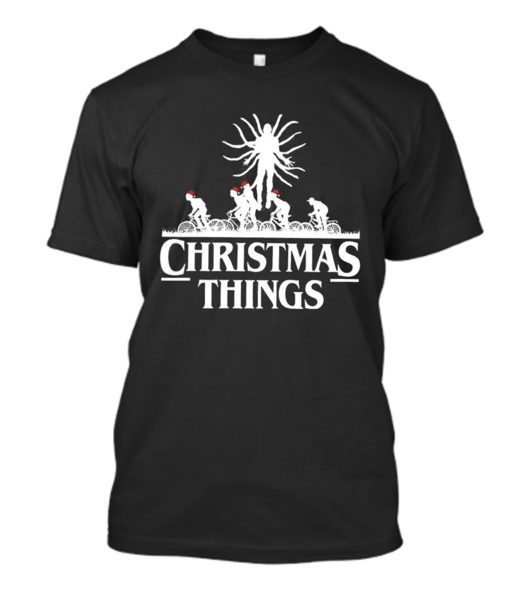 Stranger Things Christmas Demogorgon Silhouette Retro Festive Holiday Theme T-Shirt