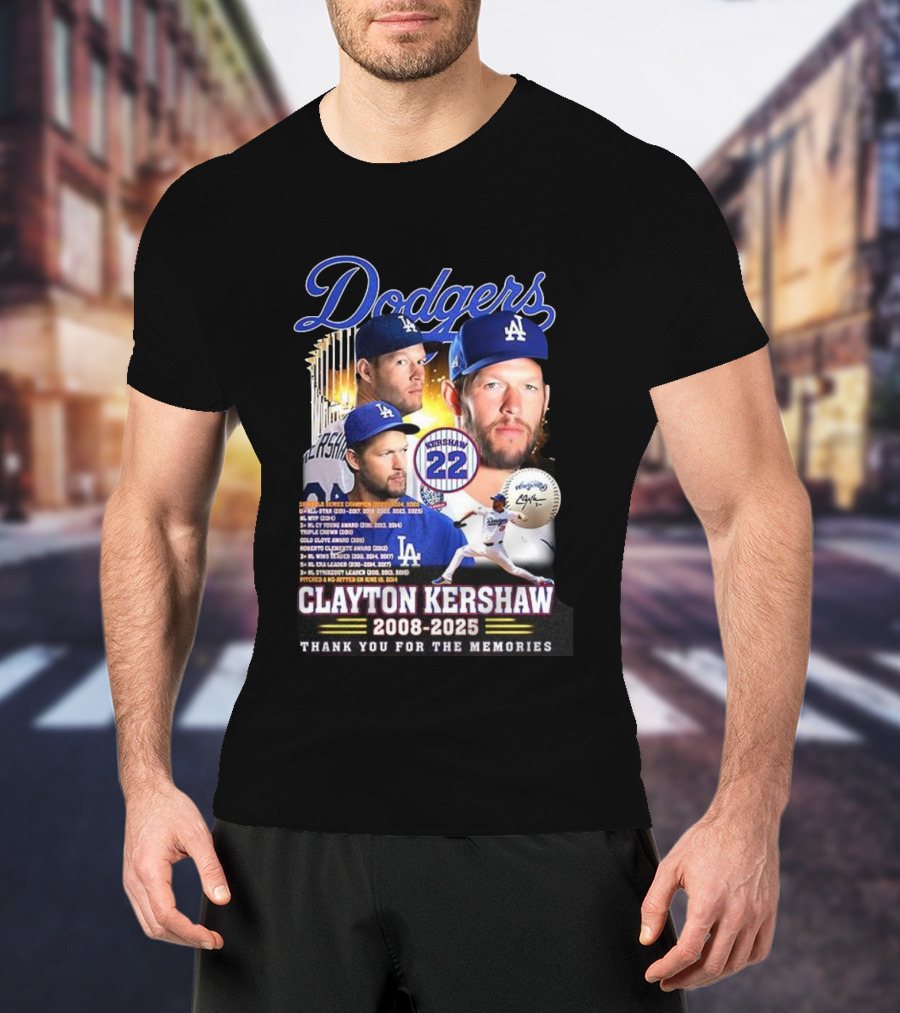 Dodgers Clayton Kershaw 2008-2025 Thank You For The Memories And Achievements T-Shirt