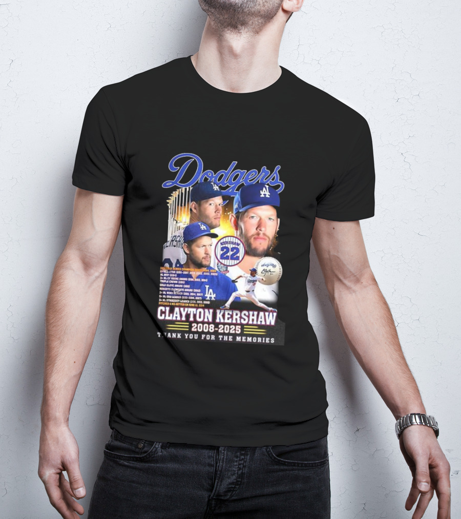 Dodgers Clayton Kershaw 2008-2025 Thank You For The Memories And Achievements T-Shirt