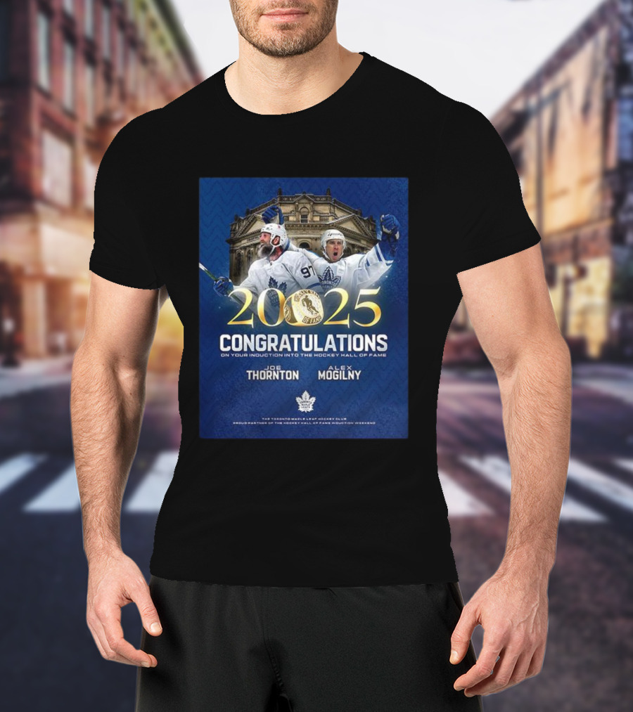Joe Thornton Alex Mogilny 2025 Hockey Hall Of Fame Induction Toronto Maple Leafs Celebration T-Shirt