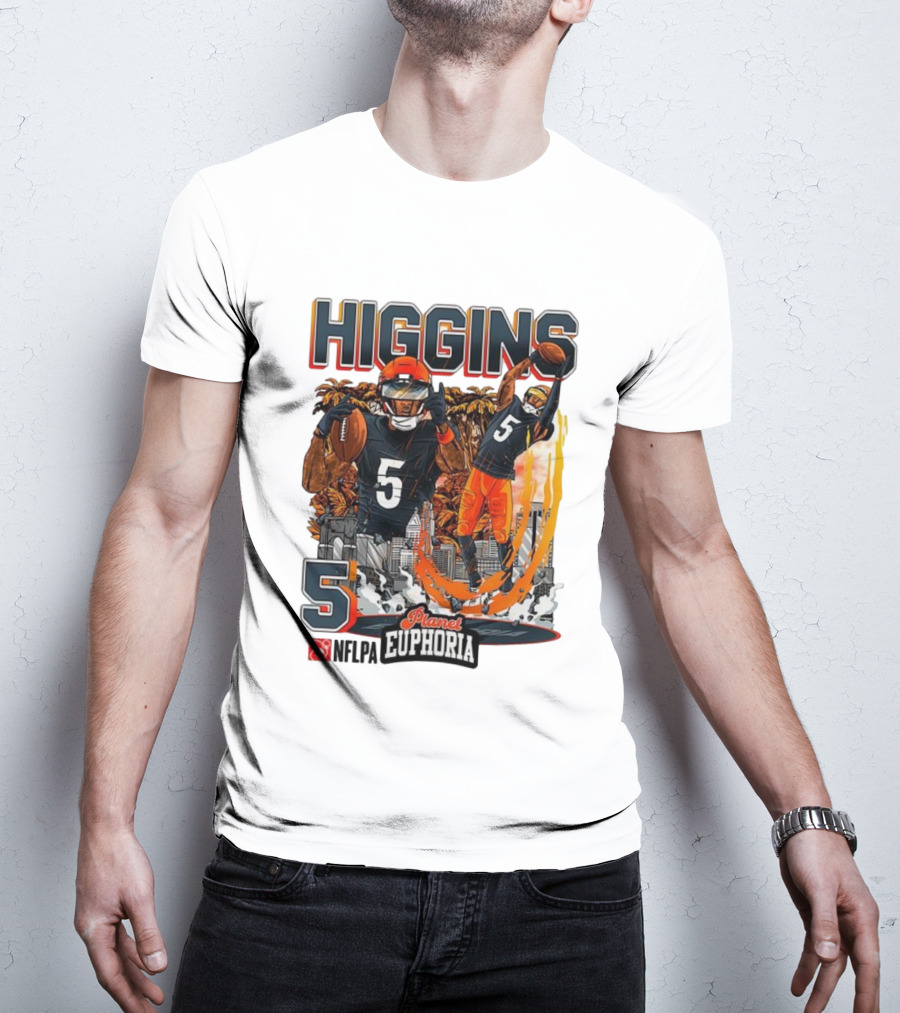 Higgins Cincinnati Number 5 Planet Euphoria Skyline Football T-Shirt