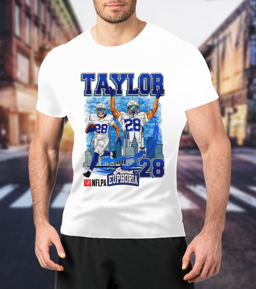 Taylor Indianapolis Planet Euphoria NFLPA Number 28 Skyline T-Shirt