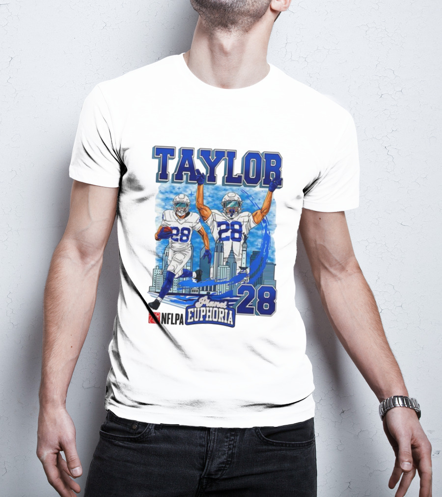 Taylor Indianapolis Planet Euphoria NFLPA Number 28 Skyline T-Shirt