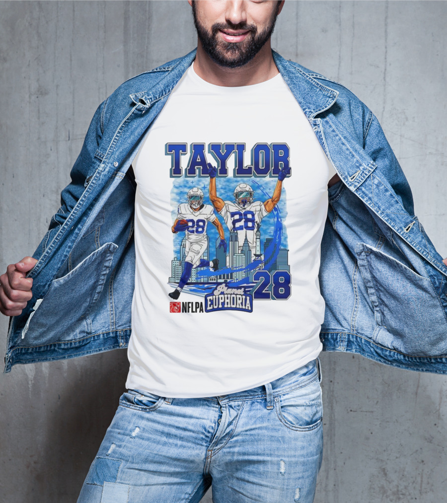 Taylor Indianapolis Planet Euphoria NFLPA Number 28 Skyline T-Shirt