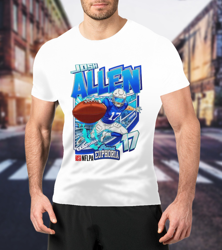 Josh Allen NFLPA Planet Euphoria Quarterback 17 Football Cartoon Gooooo T-Shirt