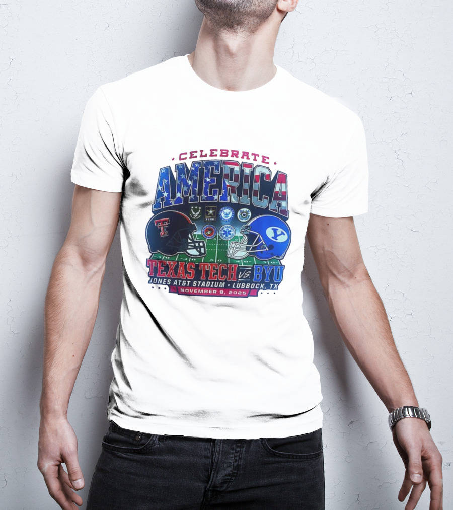 Texas Tech Vs BYU Celebrate America November 8 2025 Jones AT&T Stadium Lubbock T-Shirt