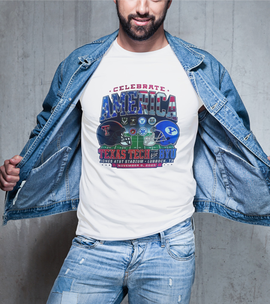 Texas Tech Vs BYU Celebrate America November 8 2025 Jones AT&T Stadium Lubbock T-Shirt