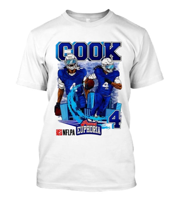 COOK NFLPA Planet Euphoria Number 4 Football Cartoon Skyline T-Shirt