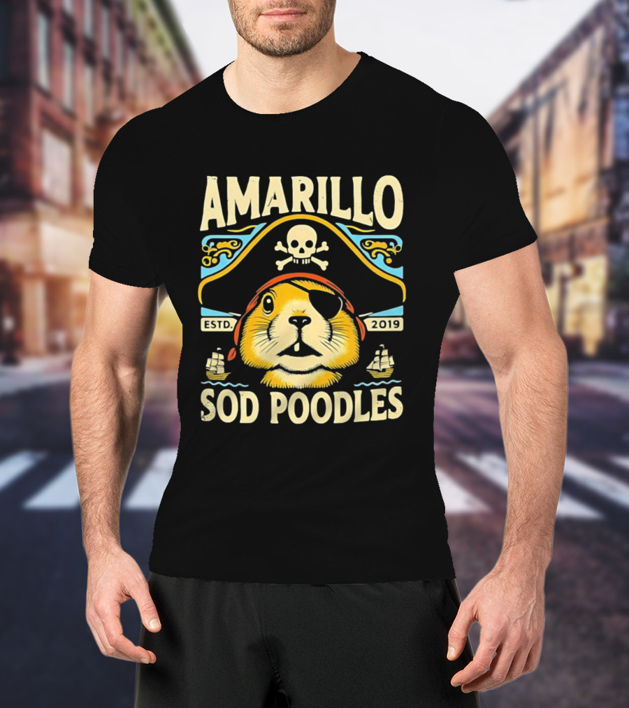 Amarillo Sod Poodles Pirate Prairie Dog Estd 2019 T-Shirt