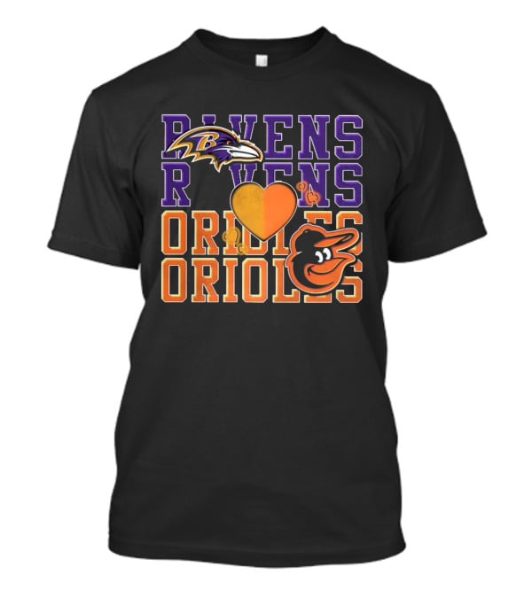Baltimore Ravens Orioles Heart Fan Love NFL MLB T-Shirt