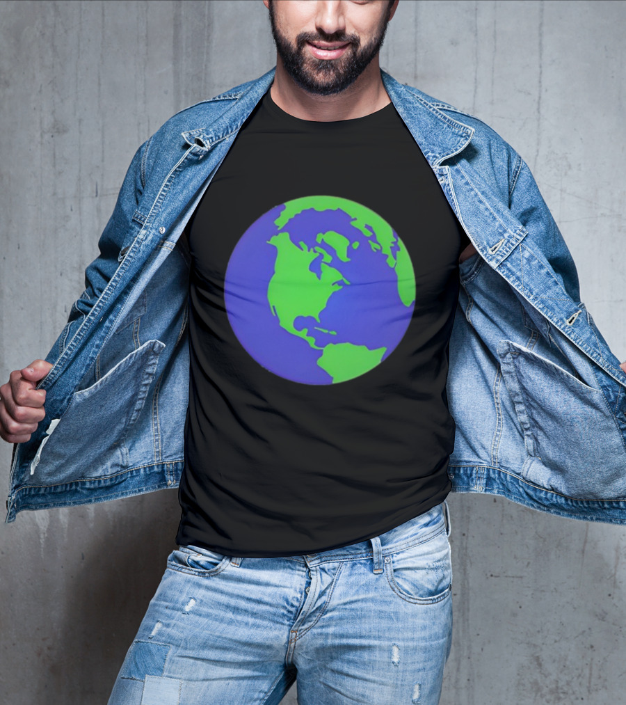 The Office Earth Globe Blue Green Map Design T-Shirt