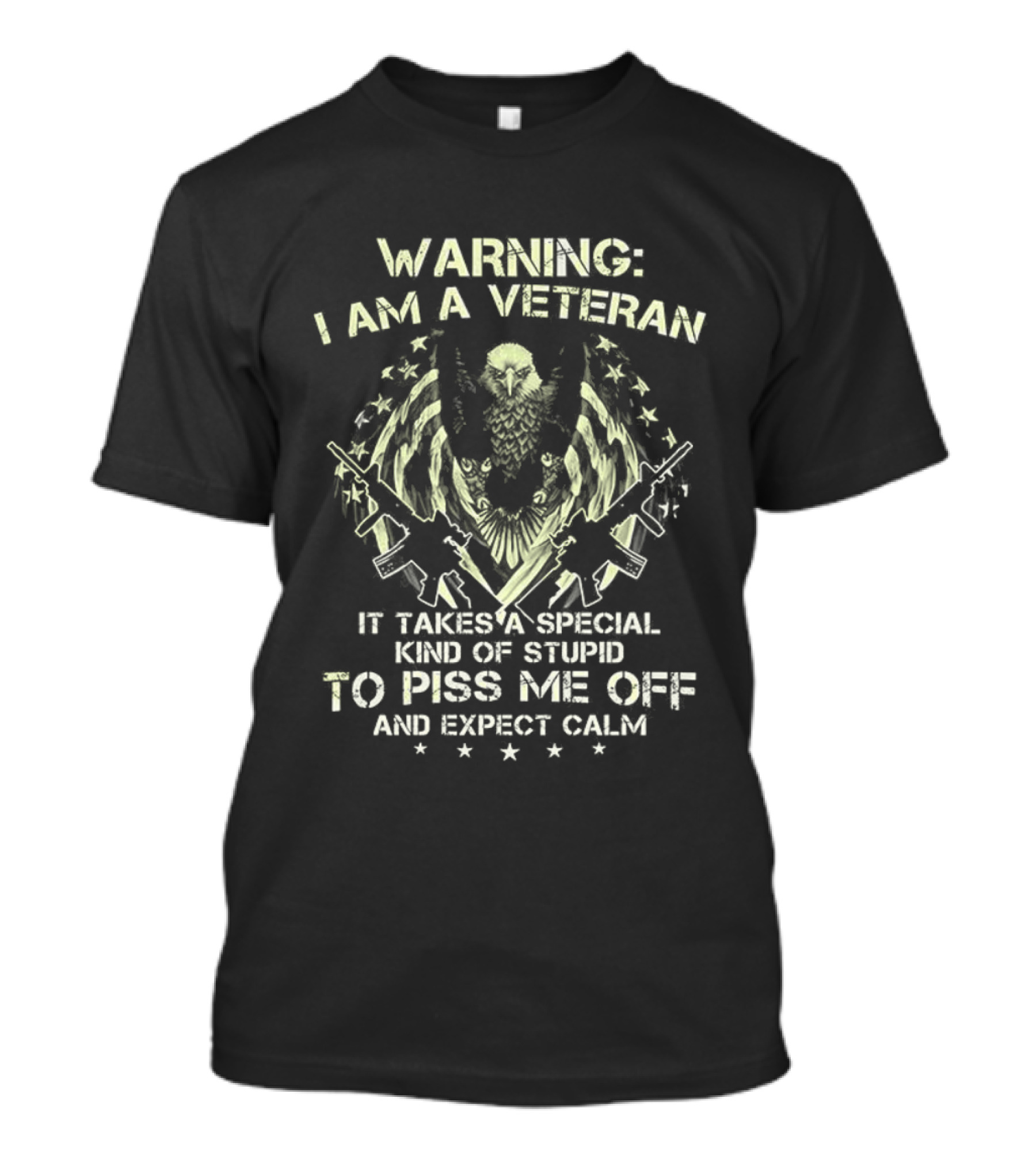 Warning I Am A Veteran It Takes A Special Kind Of Stupid To Piss Me Off And Expect Calm Bald Eagle T-Shirt