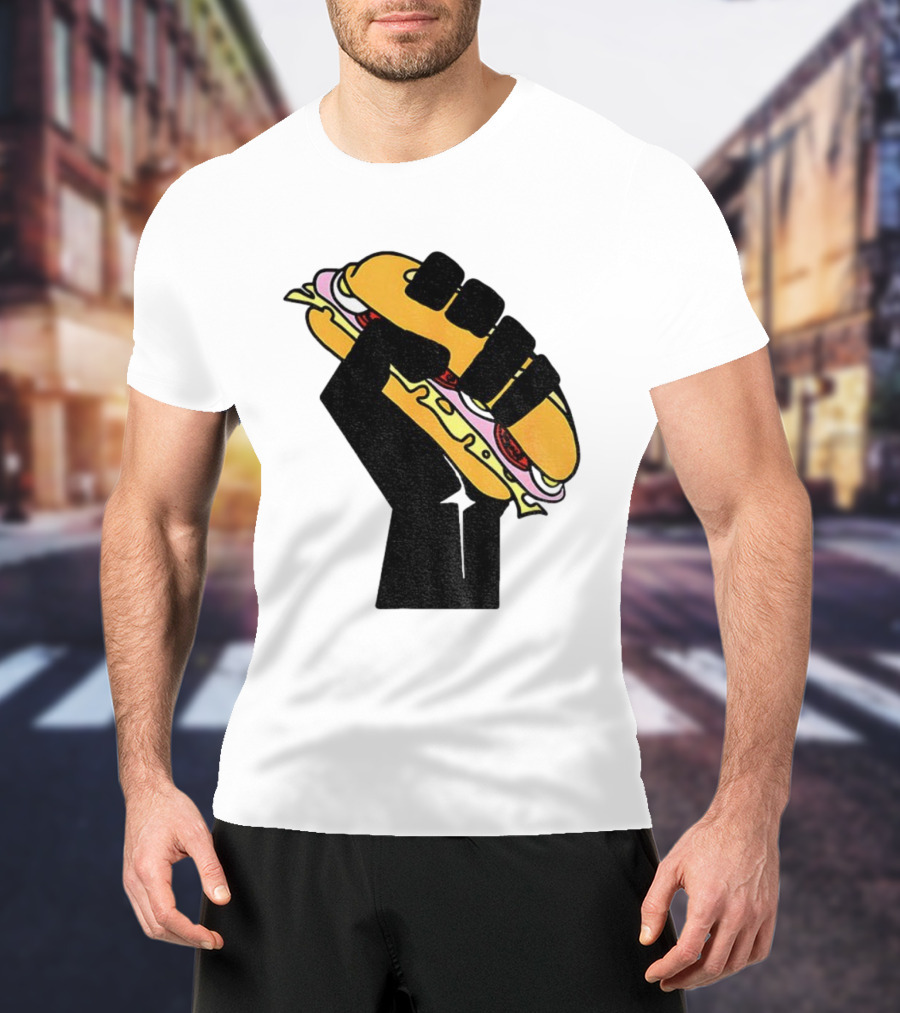 Hoagie Sandwich Guy Black Fist Resist Fascism Anti Trump Iconic Symbol T-Shirt
