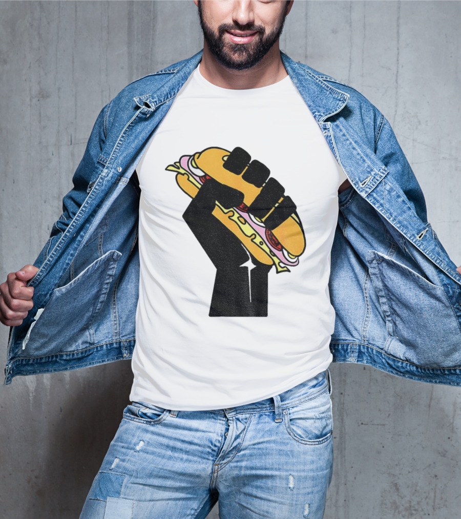Hoagie Sandwich Guy Black Fist Resist Fascism Anti Trump Iconic Symbol T-Shirt