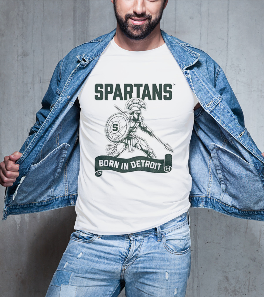 Spartans Warrior Emblem Born In Detroit T-Shirt