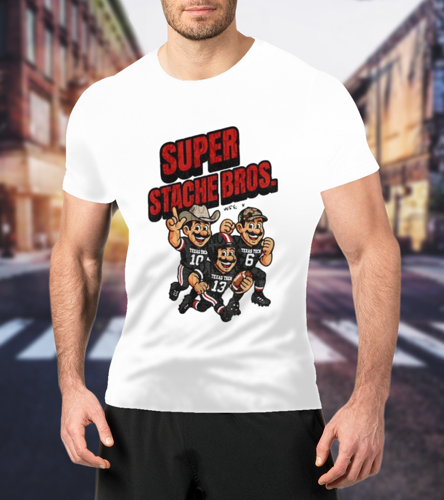 Texas Tech Red Raiders Super Stache Bros Cartoon Football Game Day T-Shirt