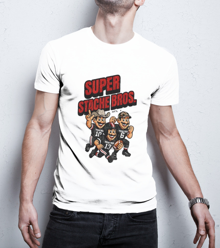 Texas Tech Red Raiders Super Stache Bros Cartoon Football Game Day T-Shirt