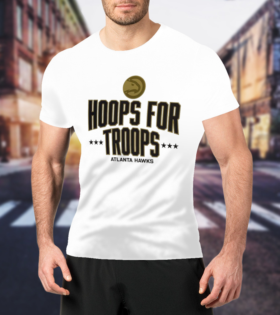 Atlanta Hawks Hoops For Troops Basketball Tribute T-Shirt