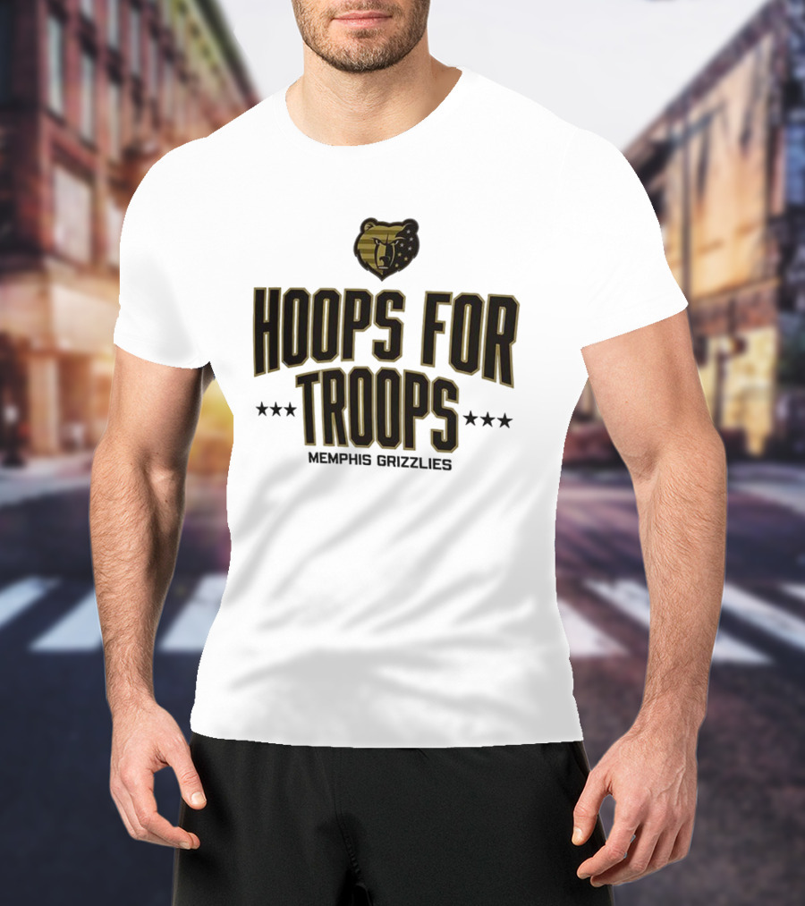 Memphis Grizzlies Hoops For Troops Military Appreciation Stars & Stripes Bear Logo T-Shirt