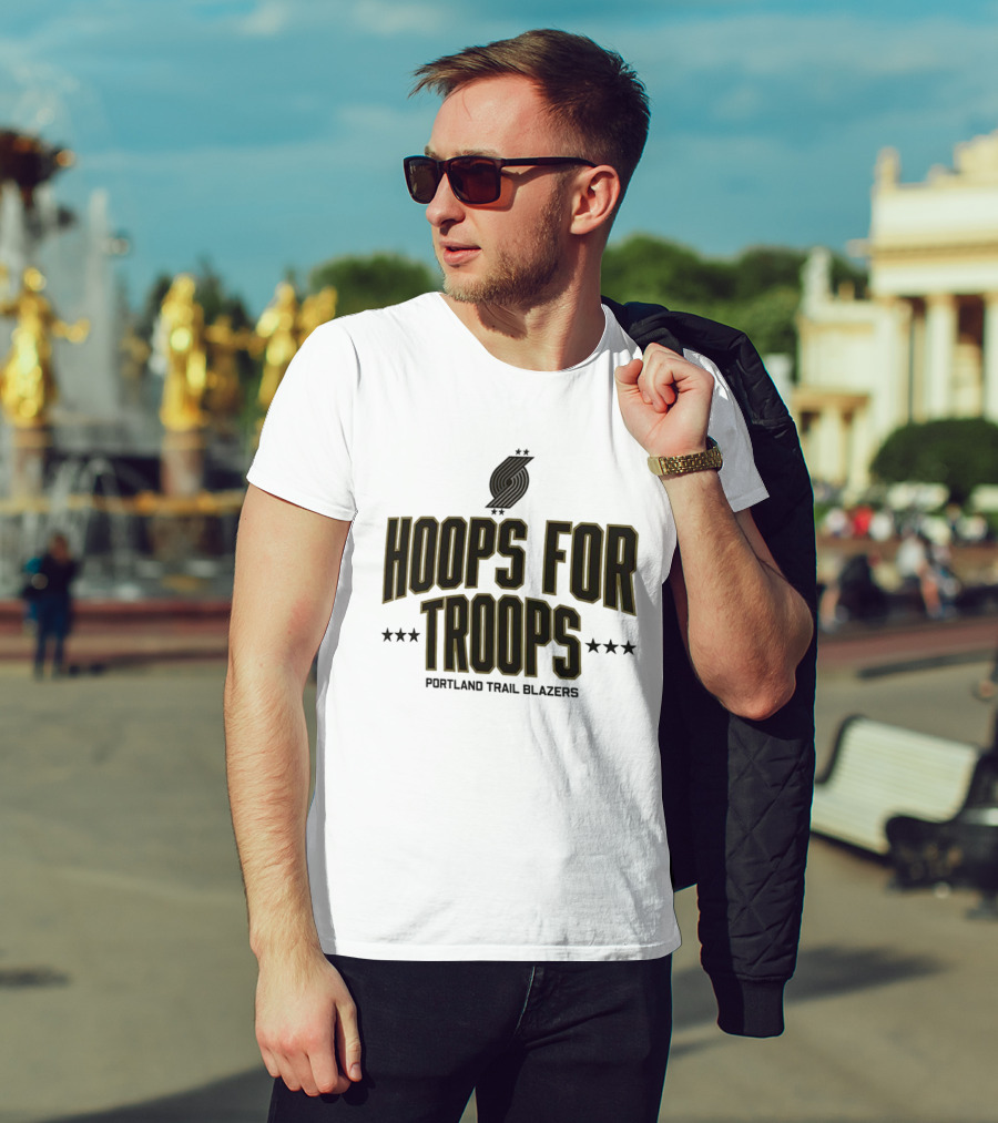 Portland Trail Blazers Hoops For Troops Team Tribute T-Shirt