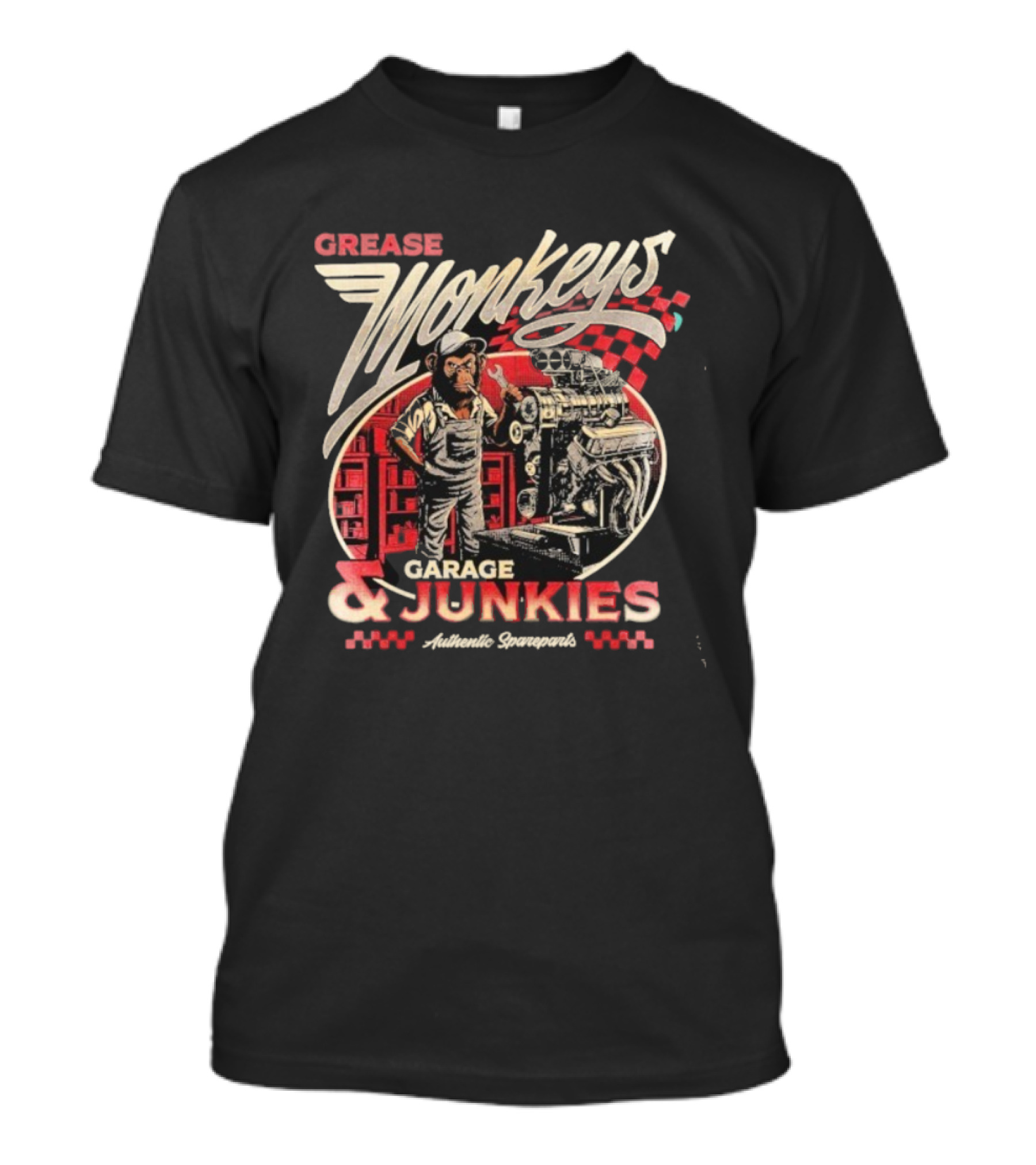 Grease Monkey Garage Junkies Authentic Squarepants Mechanics Engine Repair T-Shirt