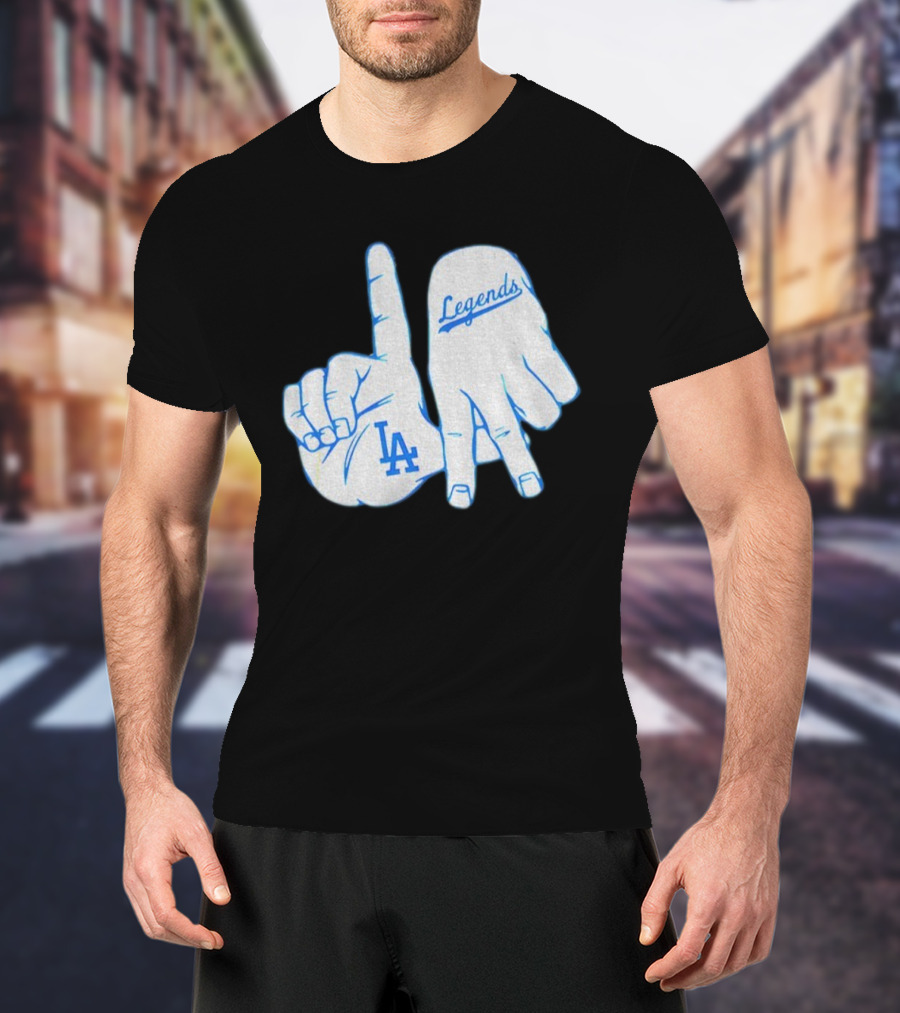 Los Angeles Dodgers Legends LA Hand Sign 2025 MLB Baseball T-Shirt